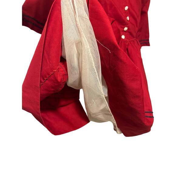 Vintage 50’s/60’s Girls Red Moppets Tea Party Dress, Colonial Style Dress, 3/4T - Picture 7 of 12
